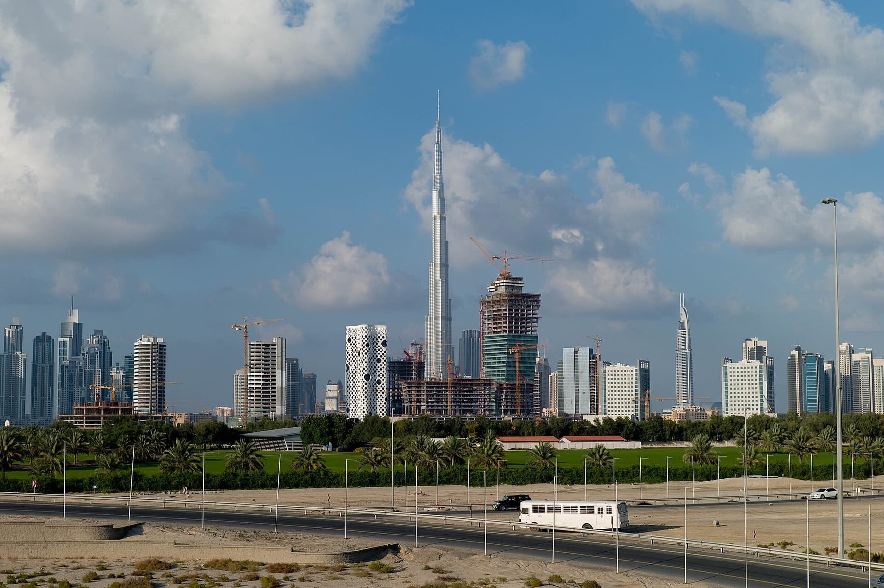 Downtown Dubai and the Burj Khalifa seen across the water